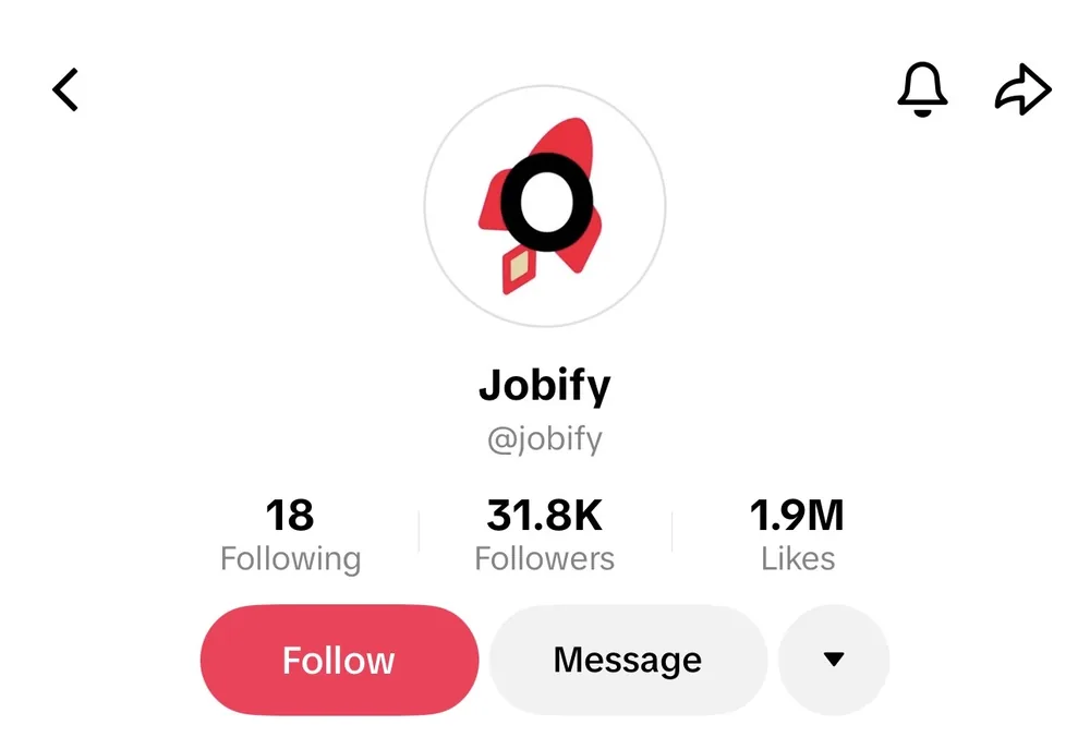 The TikTok profile behind the Jobify campaign