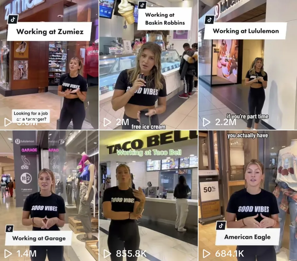 Grid of published content